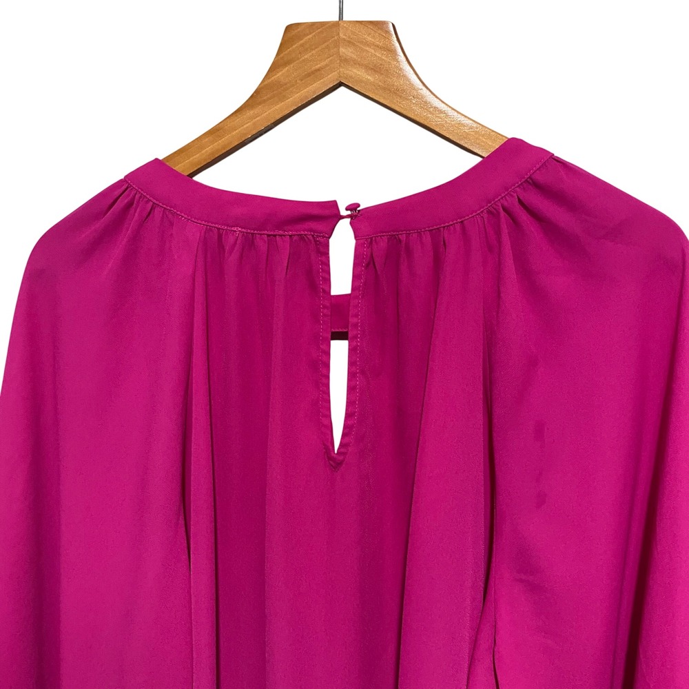 Vince Camuto‎ Womens 1X Pink Keyhole Pleated Long Sleeve Blouse Top Relaxed Fit - Picture 7 of 12